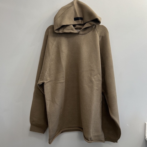 NWT Fear of God Essentials Knit Hoodie 'Oak' - Picture 3 of 8